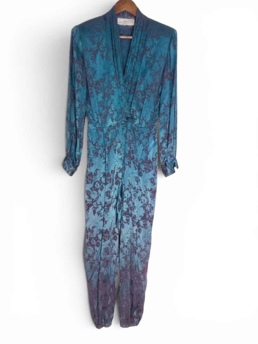 1980s The Goldbergs Barbara Barbara Vintage Jacquard Jumpsuit in Teal Size S